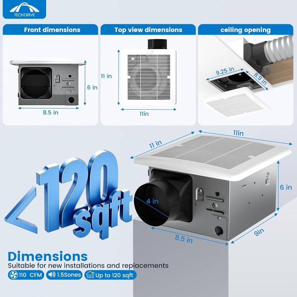 Super Quiet 110 CFM Bathroom E - مراجعة Ceiling Fan Mount وسعره