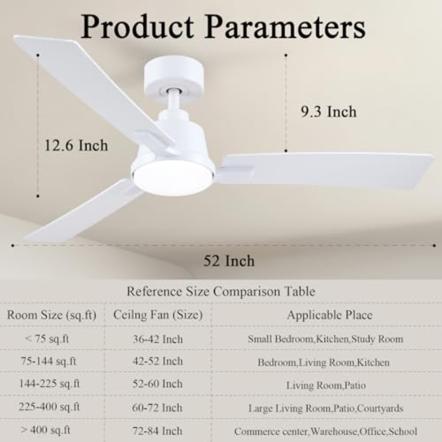 52 Inch Ceiling Fans with Ligh - مراجعة Ceiling Fan Mount وسعره