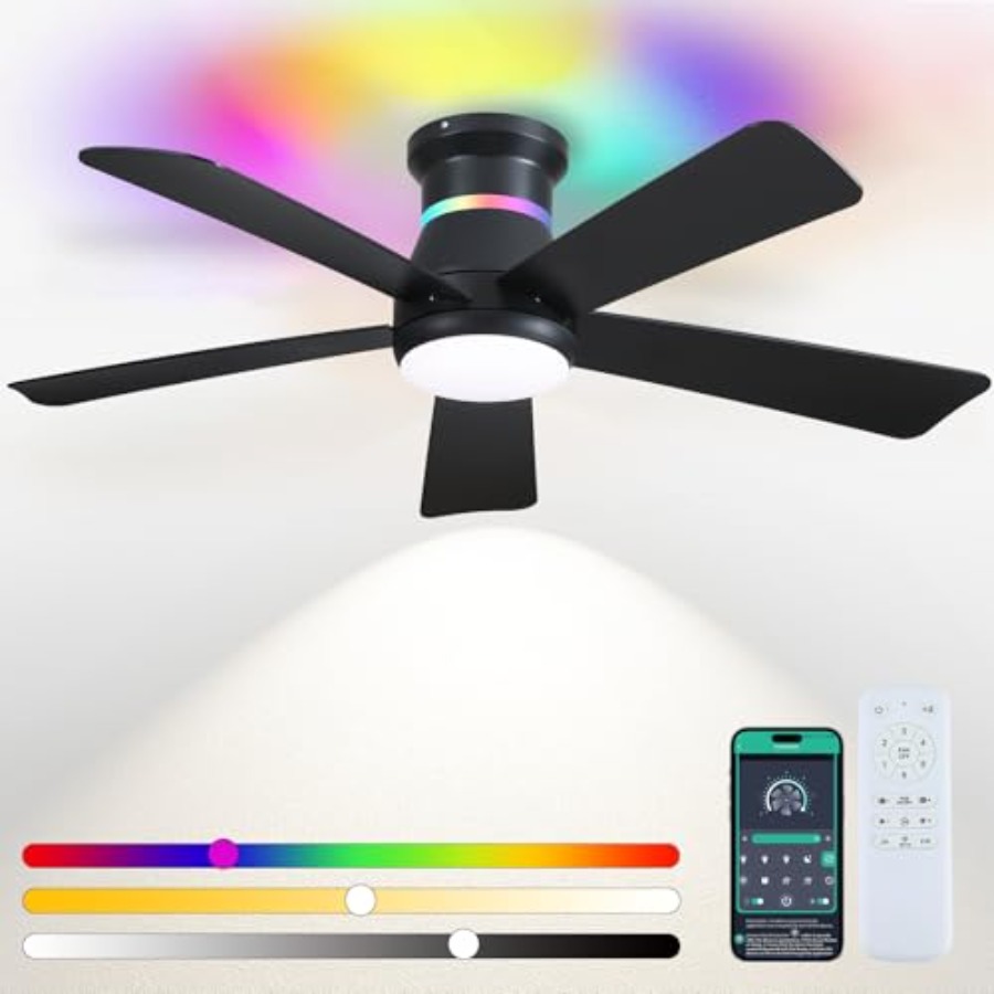 46 Black Ceiling Fans with RGB - مراجعة Ceiling Fan Mount وسعره