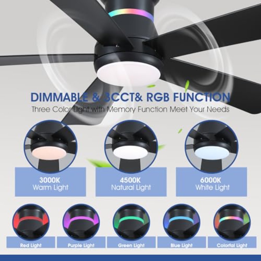 46 Black Ceiling Fans with RGB - مراجعة Ceiling Fan Mount وسعره