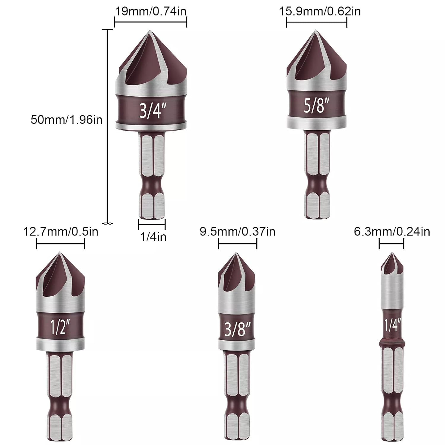 5PCS 82° HSS Countersink Drill - مراجعة Drill Bit Set وسعره