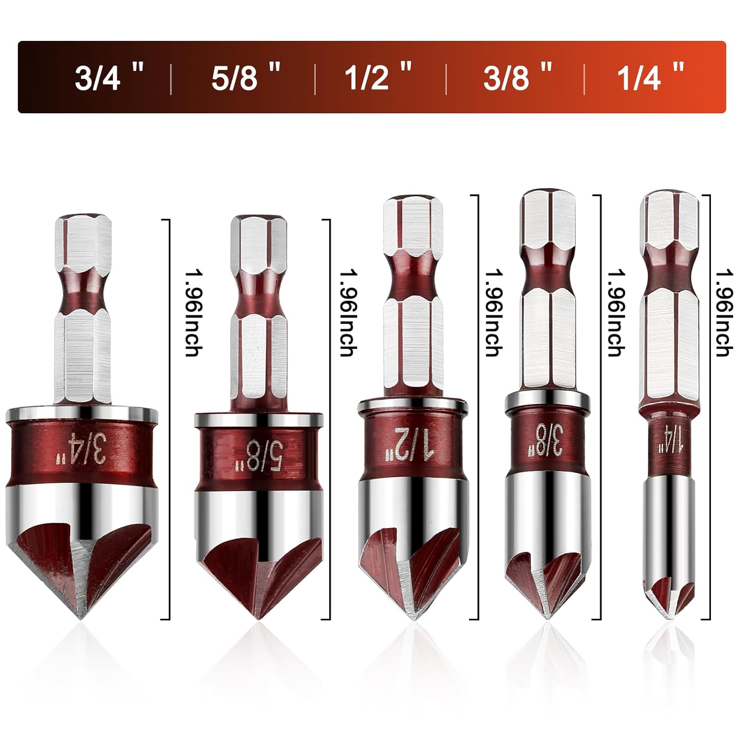 5Pcs Countersink Drill Bit Set - مراجعة Drill Bit Set وسعره