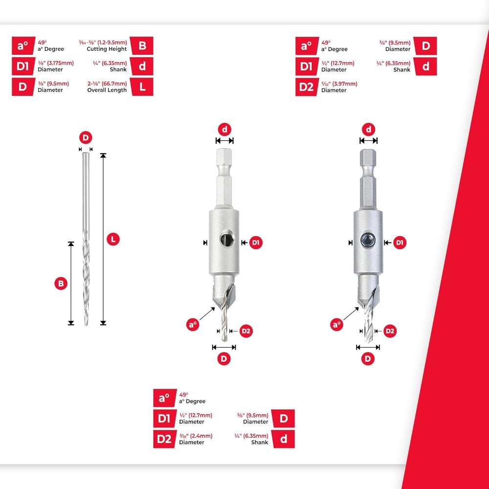6-Pc Carbide Tipped Countersin - مراجعة Drill Bit Set وسعره