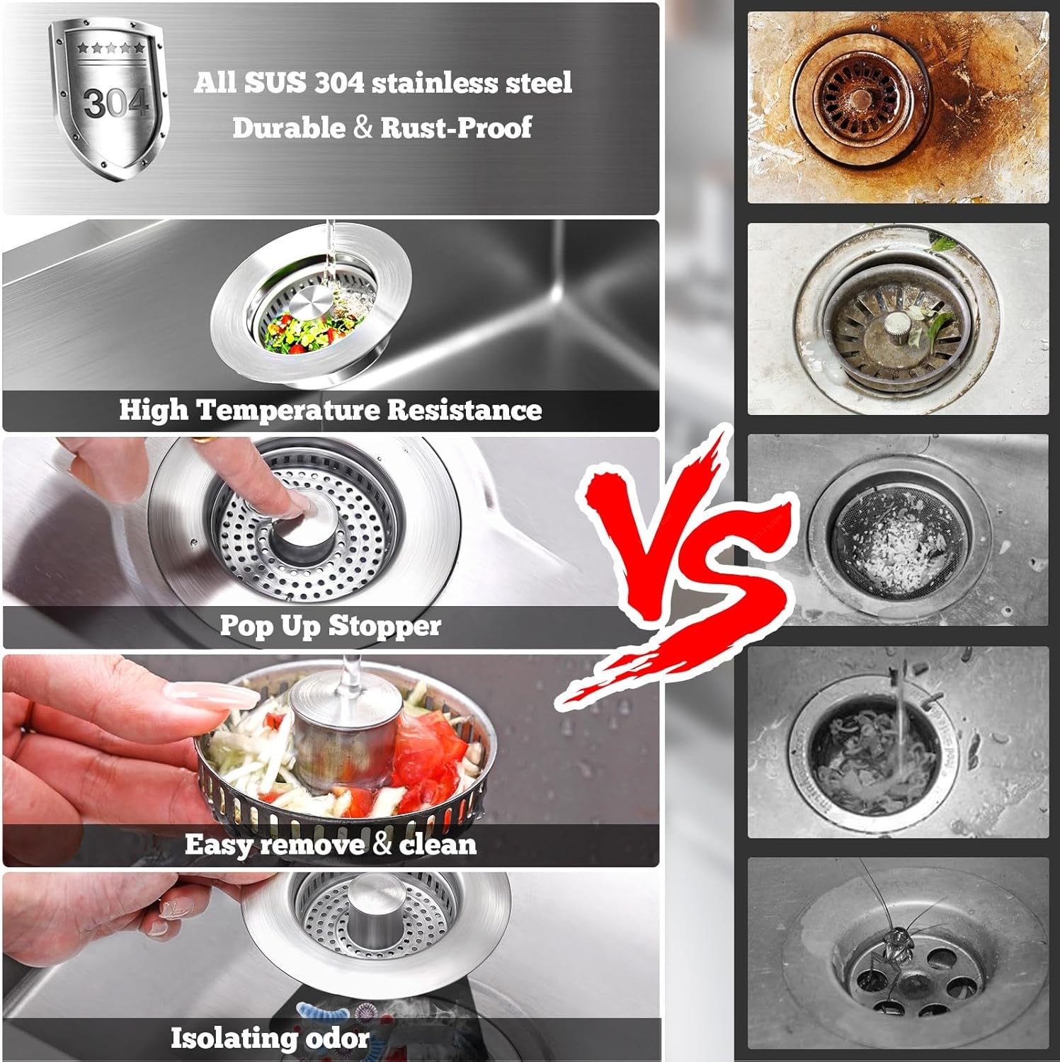 Upgraded 3 in 1 Kitchen Sink D - مراجعة Sink Drain Strainer وسعره