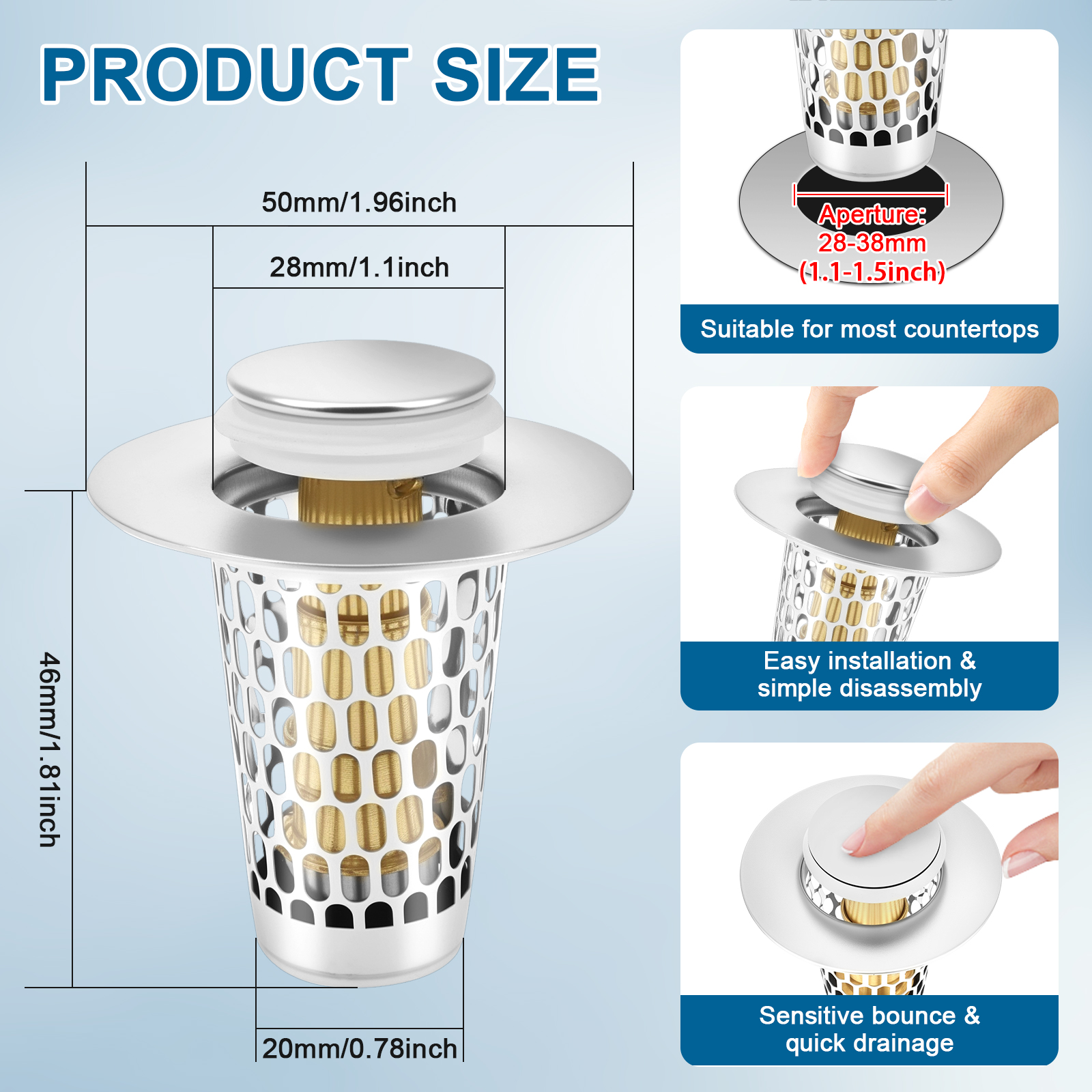 2/4Pc Pop Up Sink Drain Strain - مراجعة Sink Drain Strainer وسعره