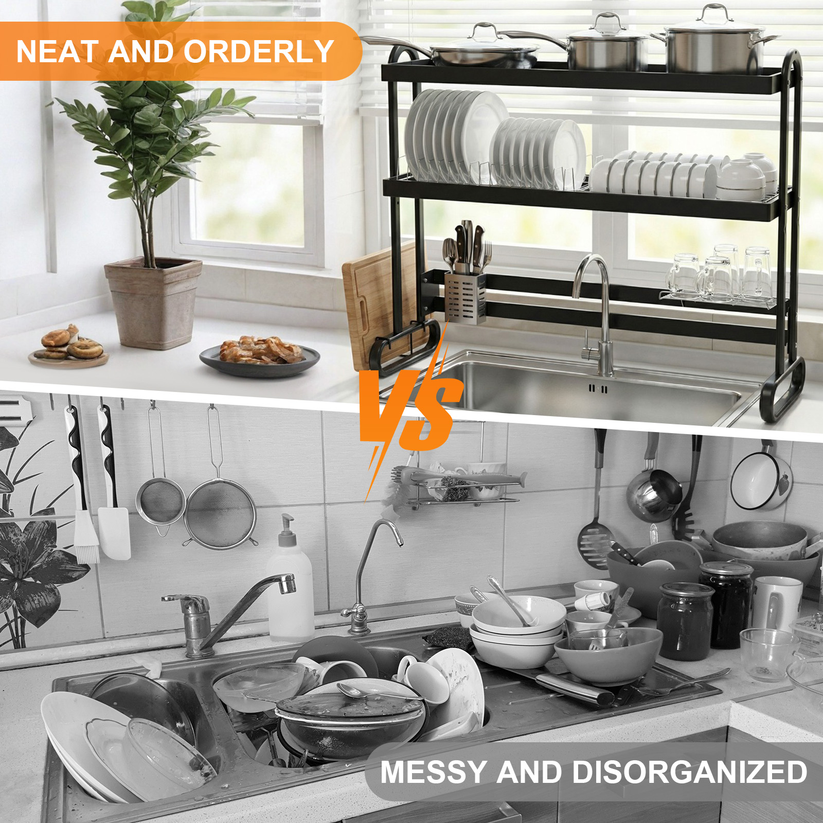 Over Sink Dish Drying Rack wit - مراجعة Sink Drain Strainer وسعره