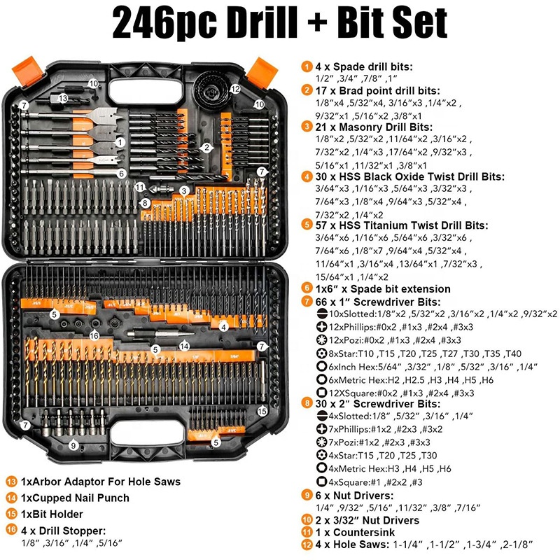 246 PCS with High Efficiency a - مراجعة Drill Bit Set وسعره